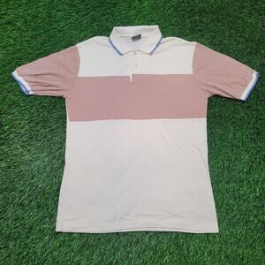 VTG 80s Twenty Three Pastel Color Block Polo Shirt Mens Medium (Tagged L)